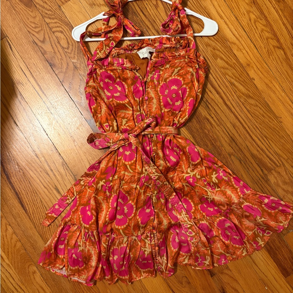Cleobella Orange and Pink Floral Mini Dress